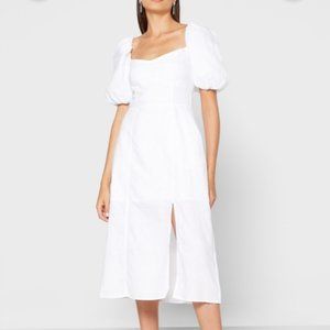 Banana Republic Puff-Sleeve Linen-Blend Dress